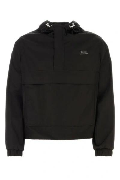 Shop Ami Alexandre Mattiussi Ami Unisex Black Nylon Blend Jacket