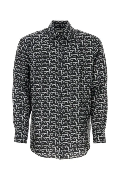 Shop Burberry Man Printed Silk Oversize Shirt In Multicolor
