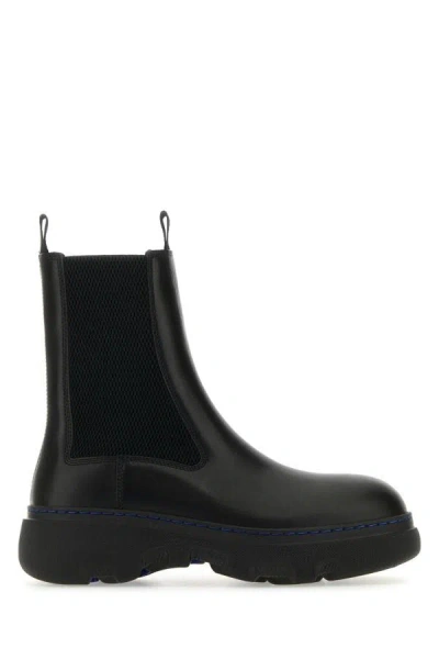 Shop Burberry Woman Black Leather Chelsea Ankle Boots