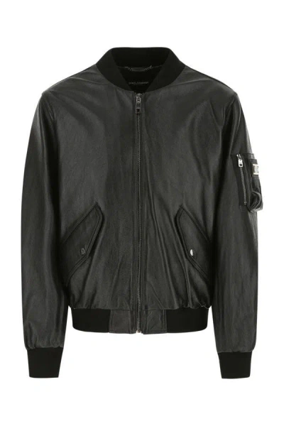 Shop Dolce & Gabbana Man Black Leather Jacket