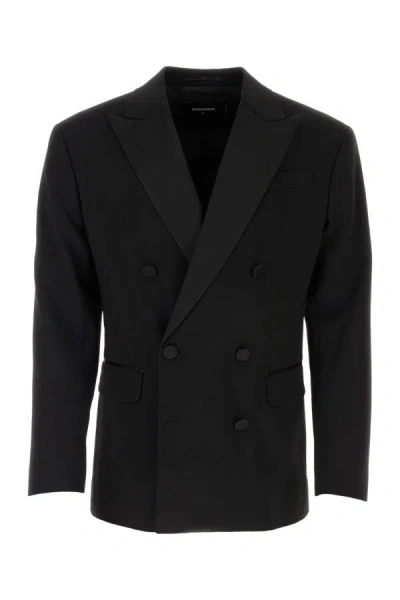 Shop Dsquared2 Dsquared Man Black Stretch Wool Dan Db Blazer