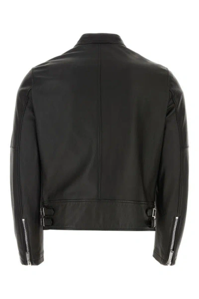 Shop Dsquared2 Dsquared Man Black Leather Biker Jacket