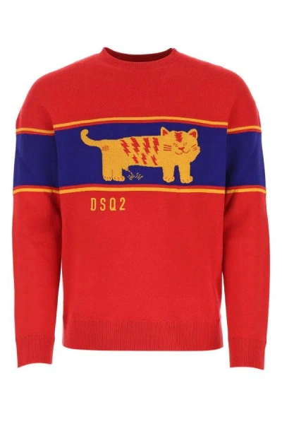 Dsquared2 Multicolor Cotton Oversize Sweater In Multicolor