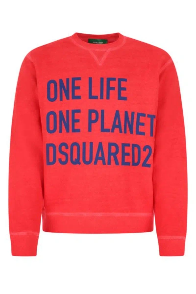 Shop Dsquared2 Dsquared Man Red Cotton Sweatshirt