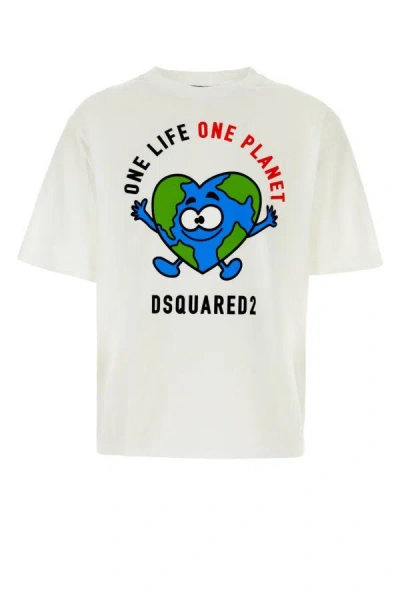 Shop Dsquared2 Dsquared Man White Cotton Oversize T-shirt
