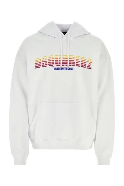 Shop Dsquared2 Dsquared Man White Cotton Sweatshirt