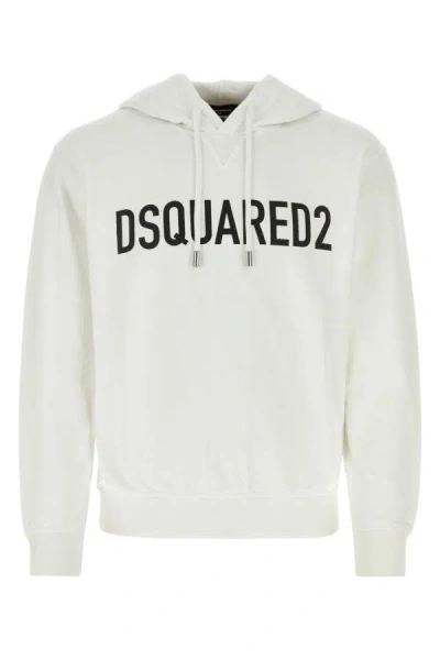 Shop Dsquared2 Dsquared Man White Cotton Sweatshirt