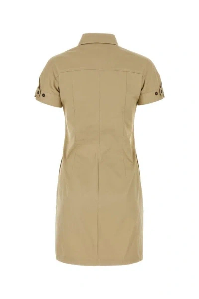 Shop Dsquared2 Dsquared Woman Beige Stretch Cotton Sunset Shirt Dress In Brown