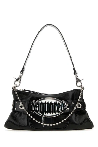 Shop Dsquared2 Dsquared Woman Black Leather Gothic Shoulder Bag