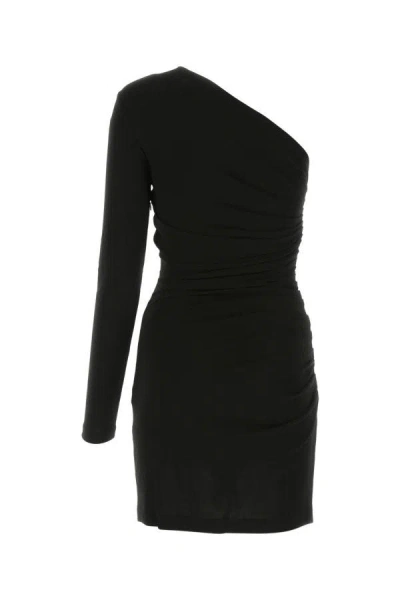 Shop Dsquared2 Dsquared Woman Black Crepe One-shoulder Mini Dress