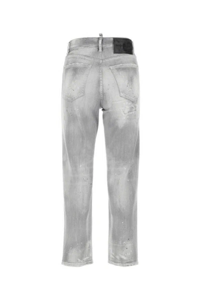 Shop Dsquared2 Dsquared Woman Grey Stretch Denim Boston Jeans In Gray
