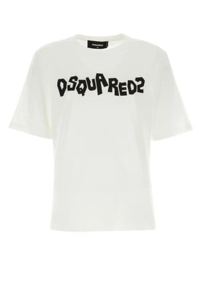 Shop Dsquared2 Dsquared Woman White Cotton T-shirt