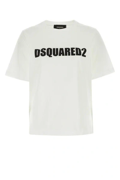 Shop Dsquared2 Dsquared Woman White Cotton T-shirt