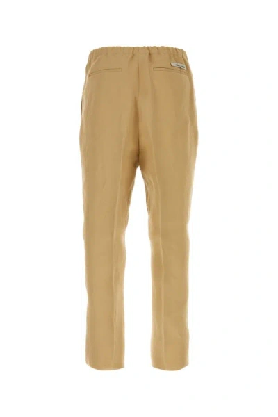 Shop Fendi Man Camel Paper Pant In Brown