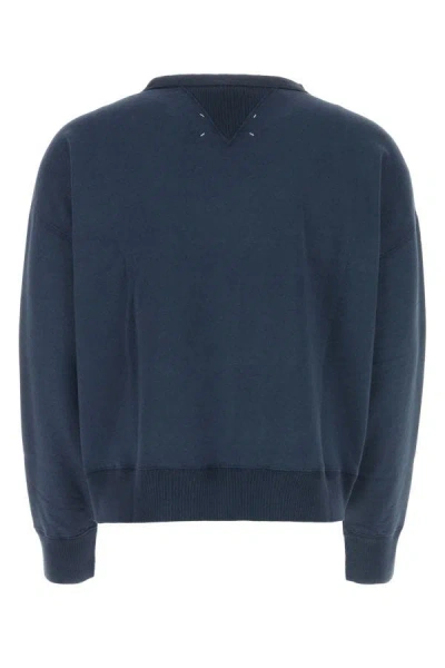 Shop Maison Margiela Man Navy Blue Cotton Sweatshirt
