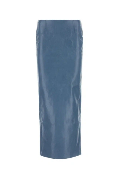 Shop Marni Woman Cerulean Blue Leather Skirt