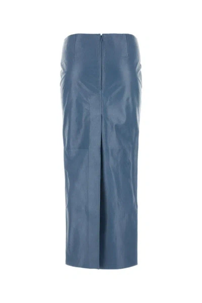 Shop Marni Woman Cerulean Blue Leather Skirt