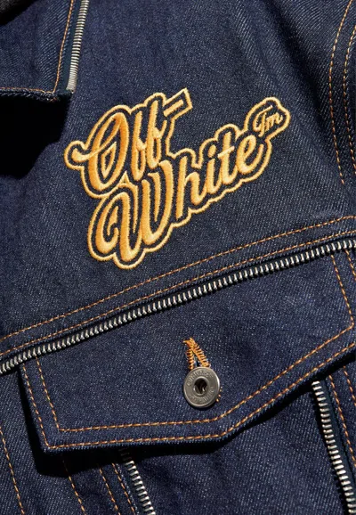 Shop Off-white 90's Logo Skate Denim Jacket In Blue