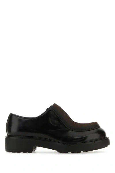Shop Prada Men Black Leather Diapason Lace-up Shoes
