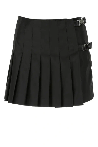 Shop Prada Woman Black Nylon Mini Skirt