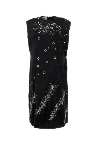Shop Prada Woman Black Velvet Dress