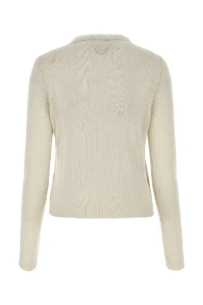 Shop Prada Woman Chalk Cashmere Sweater In White