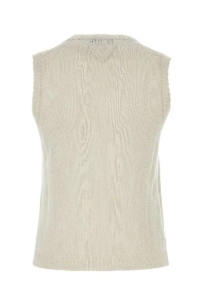 Shop Prada Woman Chalk Cashmere Vest In White