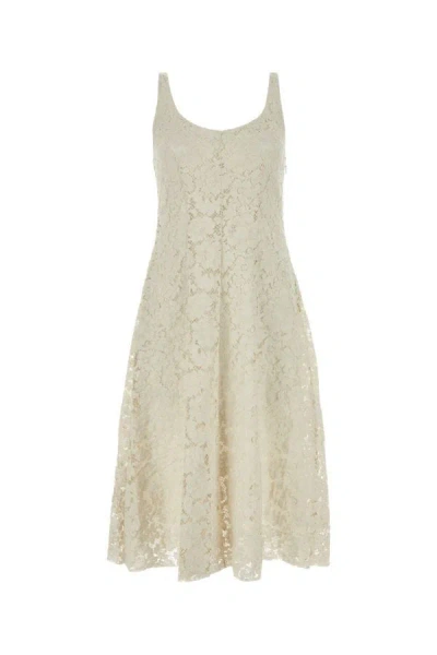 Shop Prada Woman Ivory Lace Dress In White