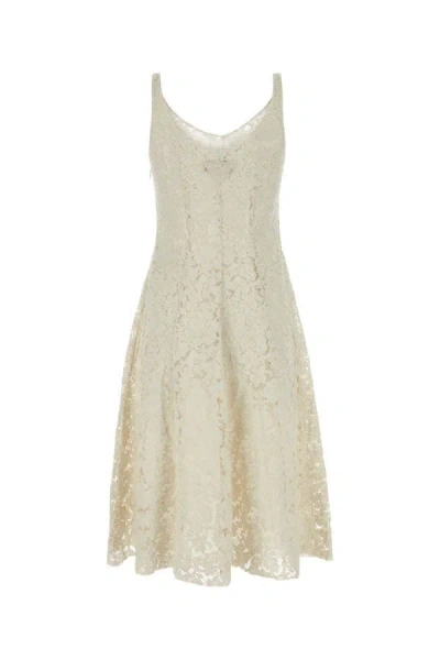 Shop Prada Woman Ivory Lace Dress In White