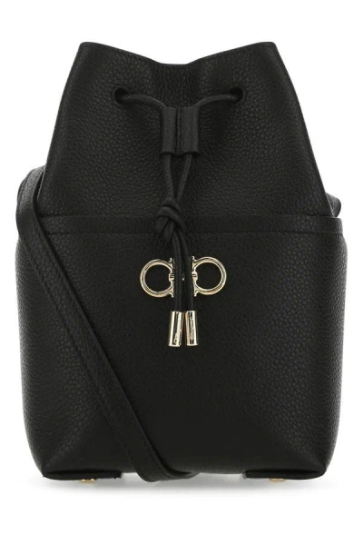 Shop Ferragamo Salvatore  Woman Black Leather Bucket Bag