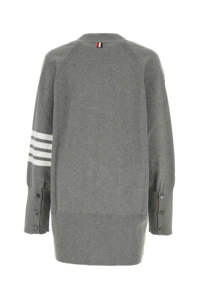 Shop Thom Browne Woman Grey Wool Oversize Cardigan In Gray