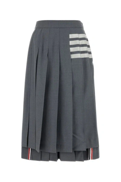 Shop Thom Browne Woman Grey Wool Skirt In Gray