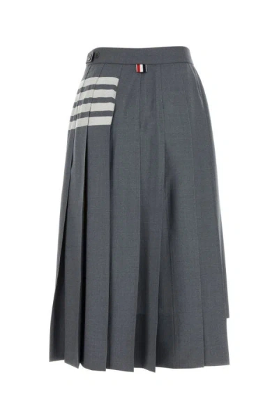 Shop Thom Browne Woman Grey Wool Skirt In Gray