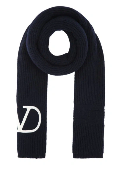 Valentino Garavani Women Midnight Blue Wool Scarf In Blue