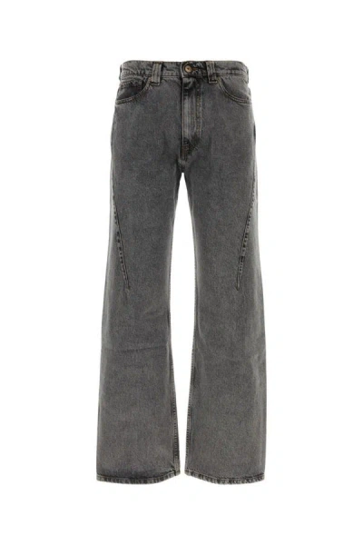 Shop Y/project Y Project Man Graphite Denim Jeans In Gray