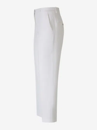 Shop Loro Piana Linen Capri Trousers In White