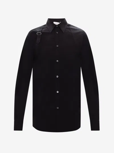 Shop Alexander Mcqueen Cotton Harness Shirt In Black