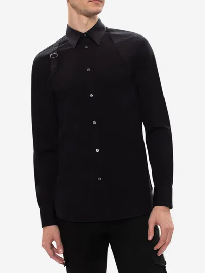 Shop Alexander Mcqueen Cotton Harness Shirt In Black