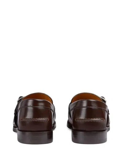 Shop Gucci Flat Shoes In Cocoa/beige-ebony