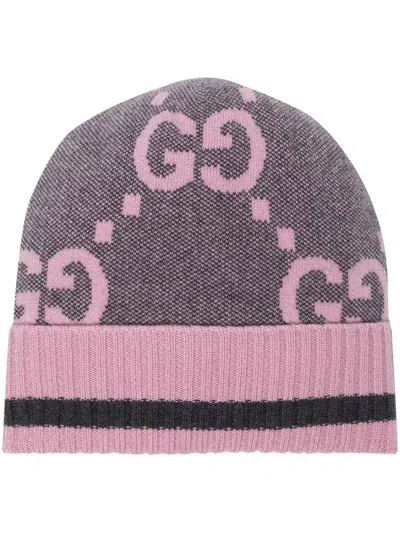 Shop Gucci Hats In Graphite/pink