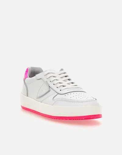 Shop Philippe Model Sneakers In White-fuchsia