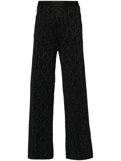 Shop Palm Angels Trousers In Black Blac