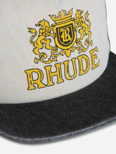 Shop Rhude Crest Logo Cap In Black & White