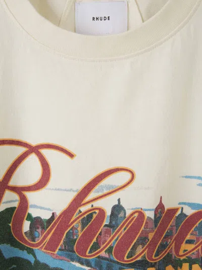 Shop Rhude Printed Cotton T-shirt In Cannes Beach Motif