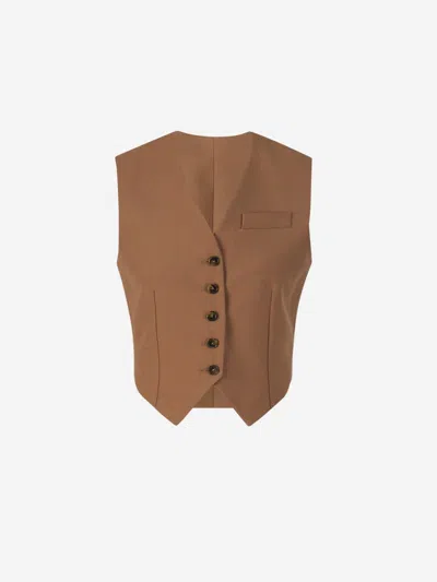 Shop Stella Mccartney Cropped Wool Vest In Brown