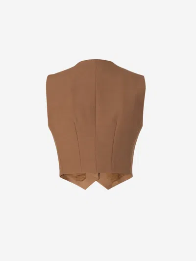 Shop Stella Mccartney Cropped Wool Vest In Brown