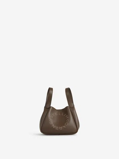 Shop Stella Mccartney Logo Mini Tote Bag In Dark Brown
