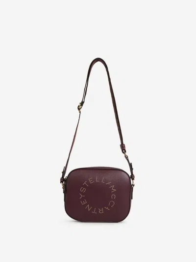 Shop Stella Mccartney Mini Logo Crossbody Bag In Burgundy