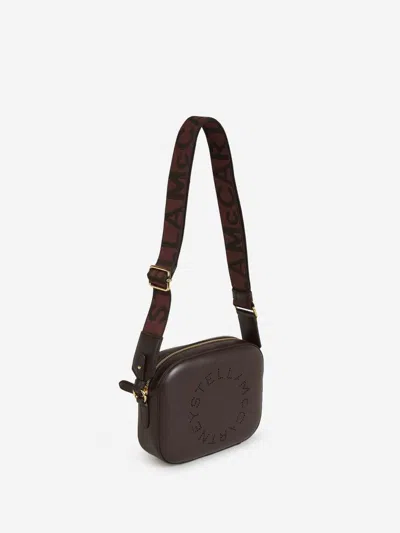 Shop Stella Mccartney Mini Logo Crossbody Bag In Burgundy