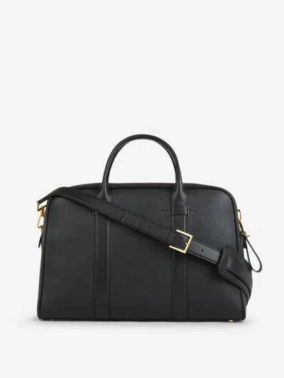 Shop Tom Ford Leather Zipper S Briefcase In Black